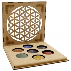 Juego piedras 7 chakras caja - flor de la vida