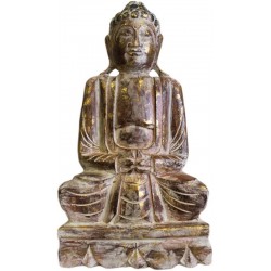 Estatua Buda madera tallada 50cm - blanca