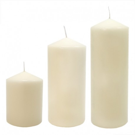 3 Velas decorativas blancas de 7x10cm a 7x20cm