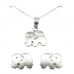 Set collar y pendientes plata - Elefante