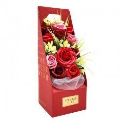 Buquê de flores de sabão na caixa - vermelho