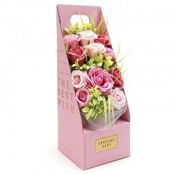 Ramo flores jabón en caja - rosa