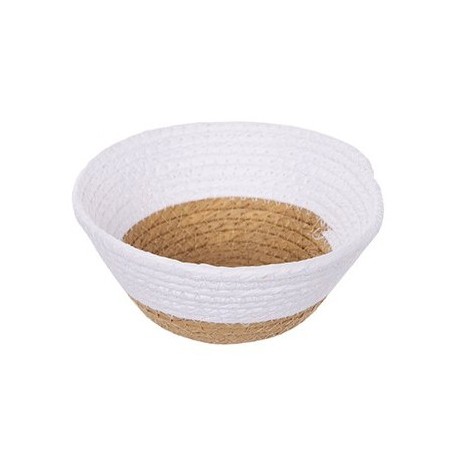 1 cesta cuerda papel natural y blanco 20x7cm