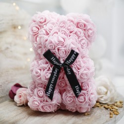 Oso decorativo rosas 25cm - rosa