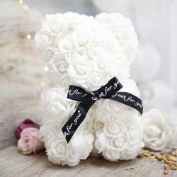 Rosas de urso decorativas 25cm - branco