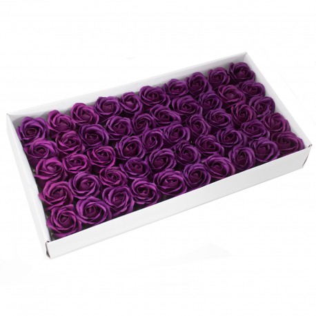 Flores rosas moradas para baño y manualidades 50ud Venta al por mayor.