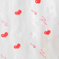 Papel celofane para bomba de banho coração branco e vermelho 40cm - (cerca de 200)