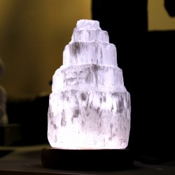 Lámparas selenita USB catedral 10cm blanca