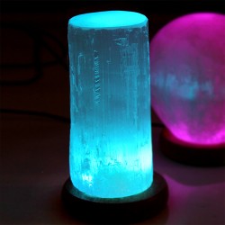 Lámparas selenita USB cilindro 15 cm multicolor