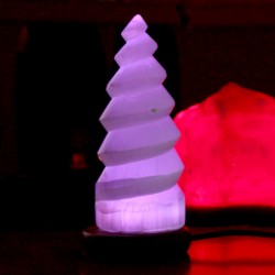2 Lámparas selenita USB espiral 10 cm multicolor