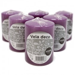 6 Velas cilindro - morado 80x60 mm