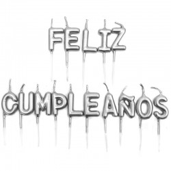 12 Velas plateadas feliz cumpleaños