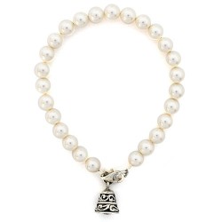 Pulsera perlas con campana de plata