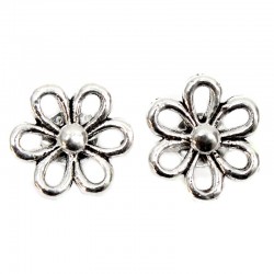 Pendientes plata flor