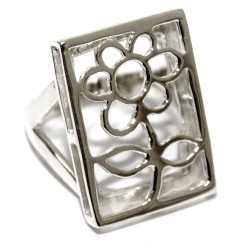 Anillo plata - rectangular flor M