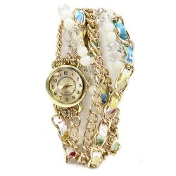 Relógio pulseira - pérolas e vidro turquesa