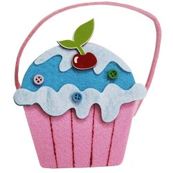 10 sacos feltro - cupcake com fruta