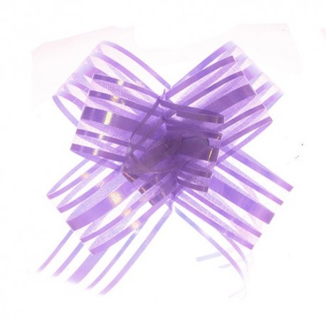 20 Lazos organza con tirador - Púrpura (pack de 10)