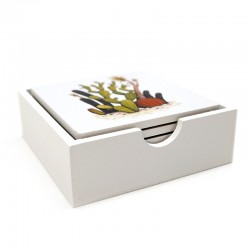 Posavasos madera cactus 6 pzas. 11x11x4cm