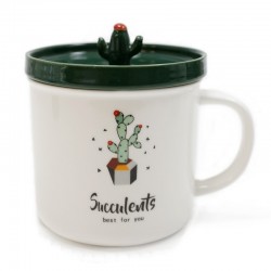 Taza con tapadera cactus 10x?8cm