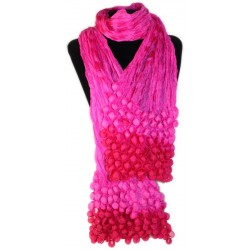 Lenço de seda cashmere bolhas - rosa e vermelho