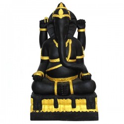 Estatua Ganesha Gampati negro y dorado 140 cm