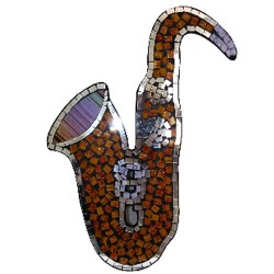 Saxofón mosaico - tono ámbar 40x32cm
