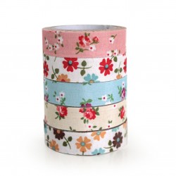 5 Fabric tape tela flores románticas (5 pack de 10)
