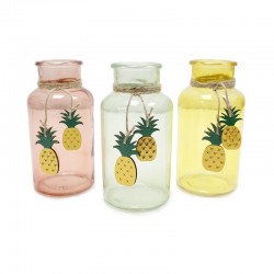 3 Jarrones cristal piña tropical 8x16.5cm - colores surtidos