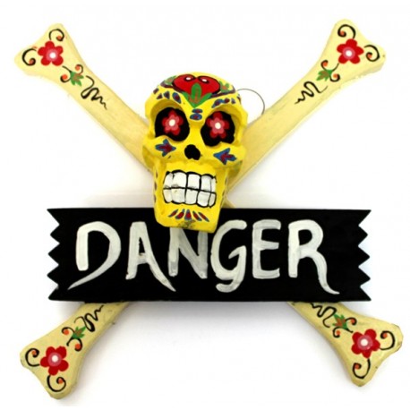 2 Carteles "danger" calavera - amarillo