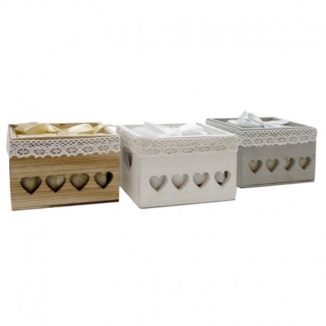 3 Sets toallas tocador - corazón encaje - AW Regalos Mayorista