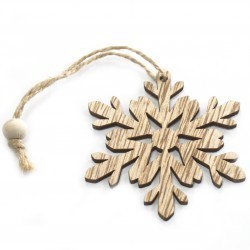 6 Packs 3 colgantes decoración madera navideña - copo de nieve