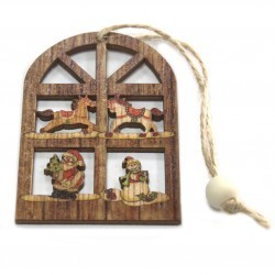 6 Packs 2 colgantes decoración madera navideña - ventana alegre