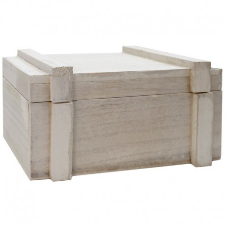 Caja madera con tapa blanca 19.5x14.5x9cm - AW Regalos Mayorista